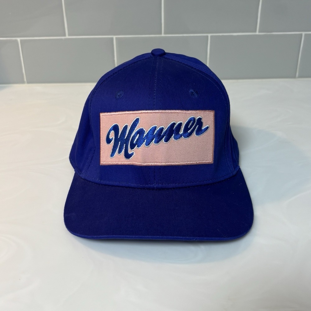 Manner Wafers Austria Cap Hat Blue OSFA 100% Cotton Embroidered Patch Adjustable